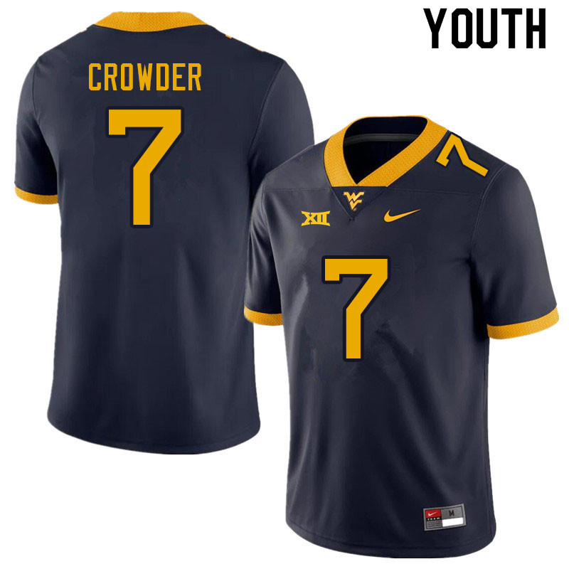 NCAA Youth Will Crowder West Virginia Mountaineers Navy #7 Nike Stitched Football College Authentic Jersey QG23U60ST